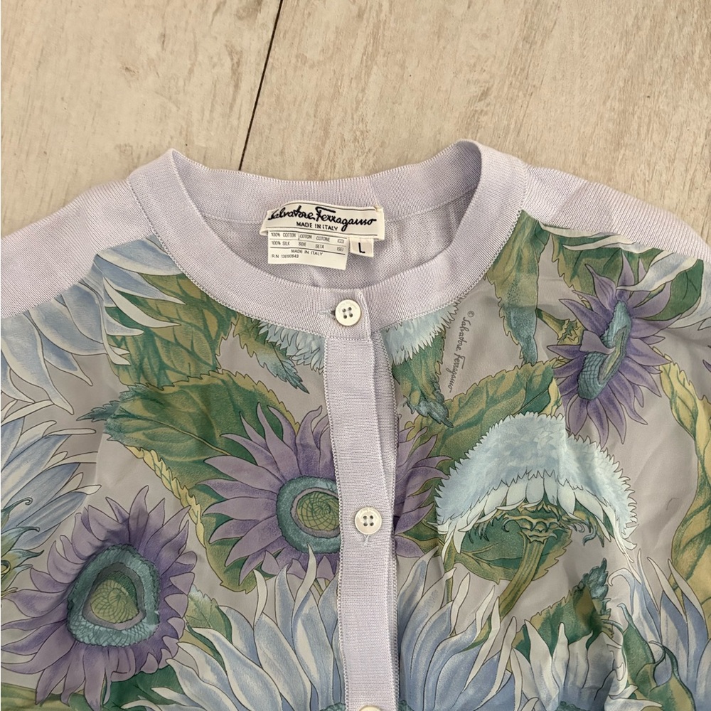Salvatore Ferragamo Purple and Green Floral Cardigan - Picture 2 of 2